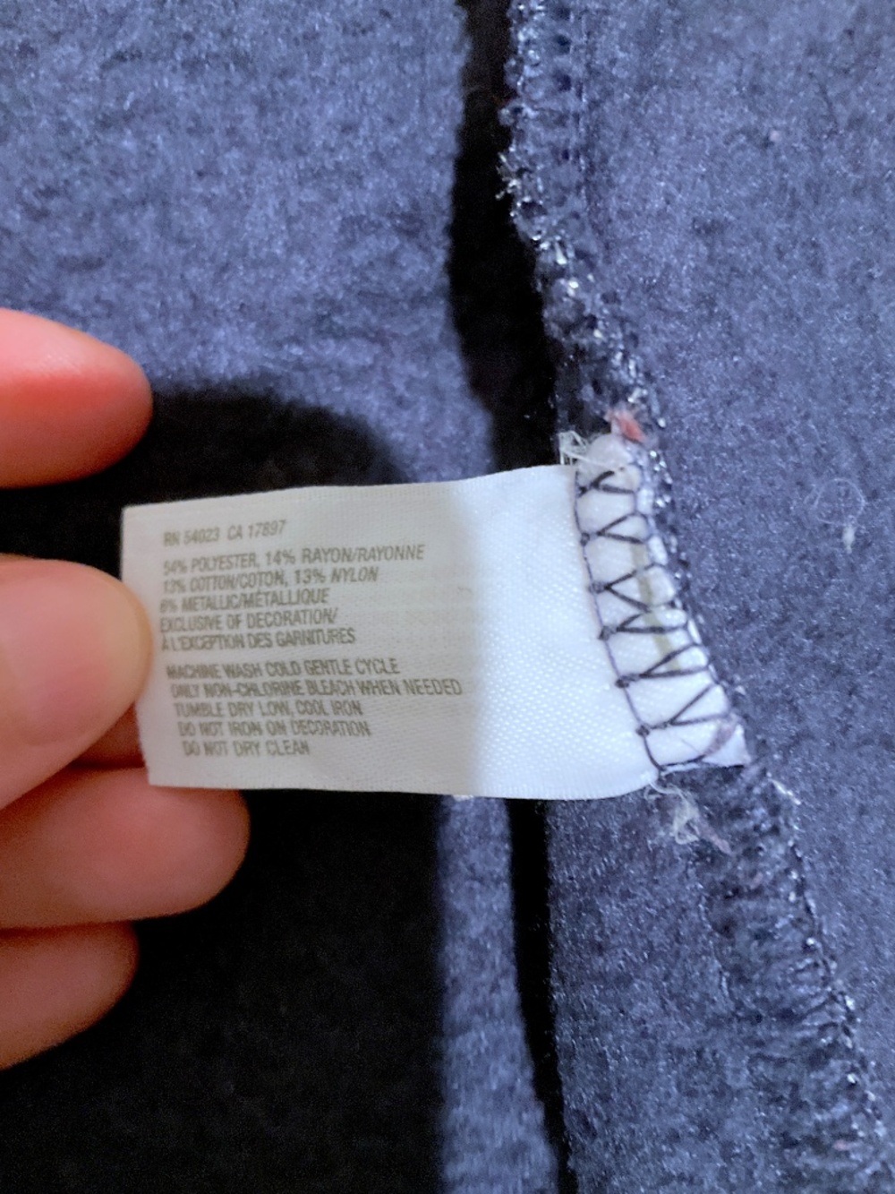 Gap Hoodie / hooded sweatshirt with zip blue with silver sparkles size XS - Picture 3 of 7